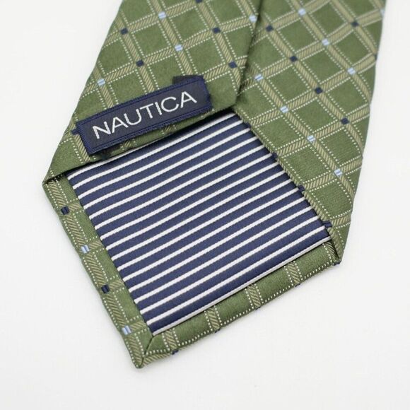 Nautica Green Woven Check Silk Tie‎ - Picture 3 of 7